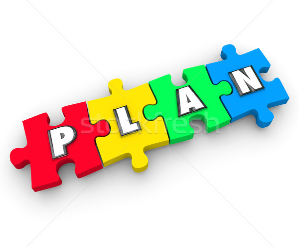 Plan Word Puzzle Pieces Business Management Strategy Stock photo © iqoncept