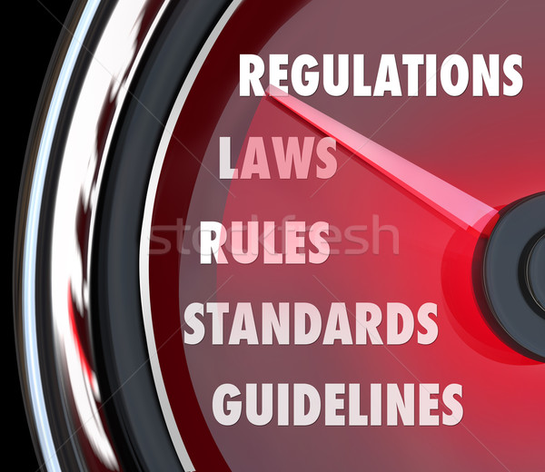 Regulations Speedometer Gauge Measuring Rule Law Compliance  Stock photo © iqoncept