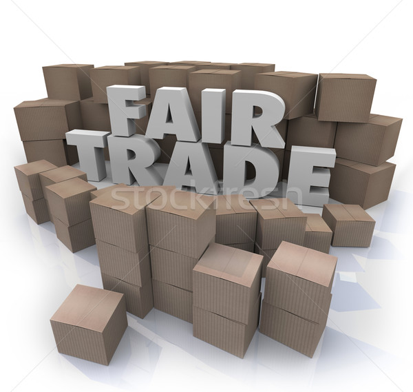Fair Trade Words 3d Letters Cardboard Boxes Responsible Business Stock photo © iqoncept