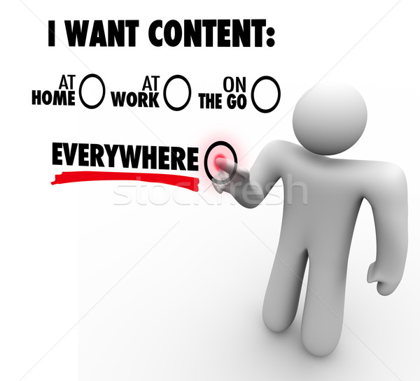 I Want Content Everywhere At Home Work On Go Customer Choice Stock photo © iqoncept