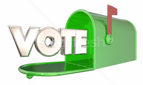 Stockfoto: Stemming · stemmen · verkiezing · woord · mailbox · 3d · illustration