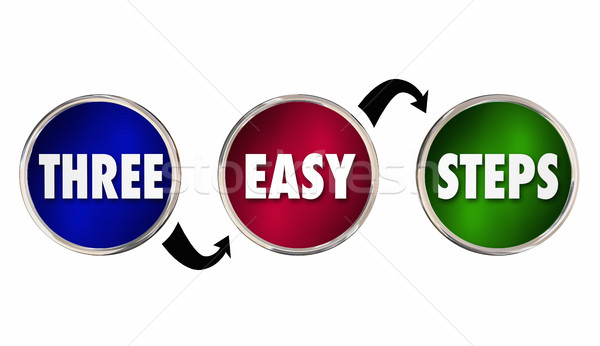 Three 3 Easy Steps Circles Process Directions 3d Illustration Stock photo © iqoncept