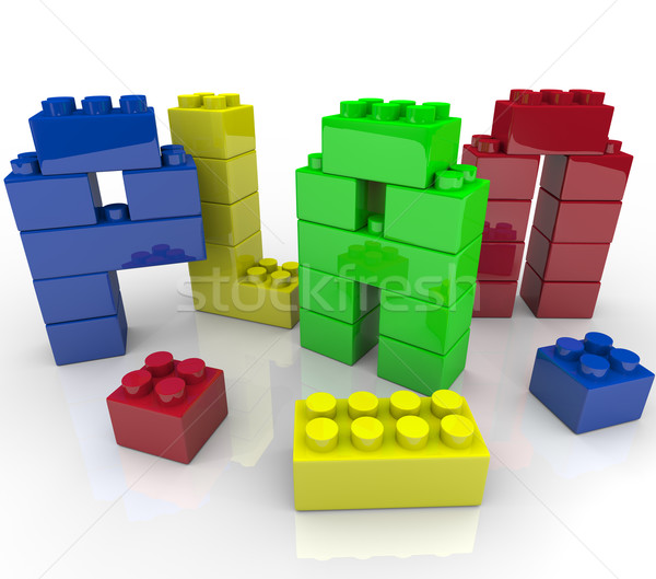 Plan Word Toy Building Blocks Building Strategy Stock photo © iqoncept
