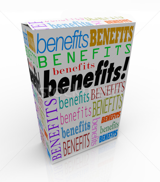 Benefits Word Product Box Marketing Unique Qualities Stock photo © iqoncept