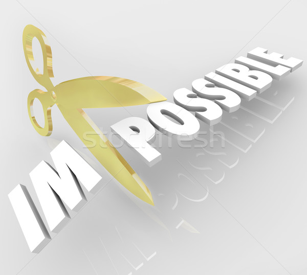 Stock photo: Scissors Cut Impossible Vs Possible Word