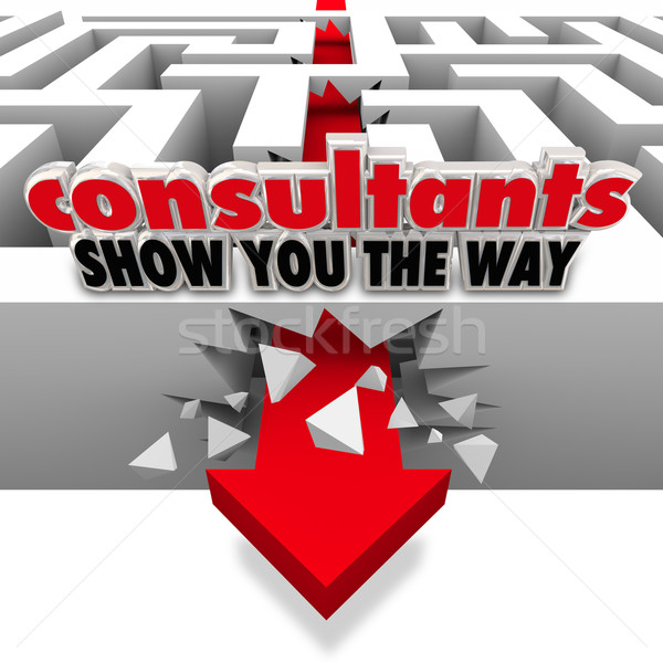 Consultants Show You the Way Maze Arrow Breaking Walls Stock photo © iqoncept