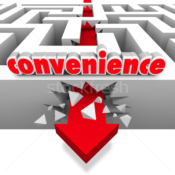 Convenience Word Arrow Breaks Through Maze Walls Stock photo © iqoncept