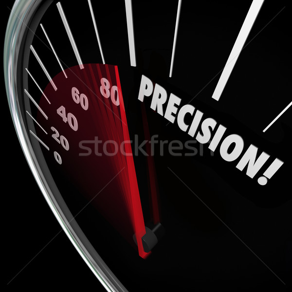 Nauwkeurigheid woord snelheidsmeter nauwkeurigheid doel perfect Stockfoto © iqoncept