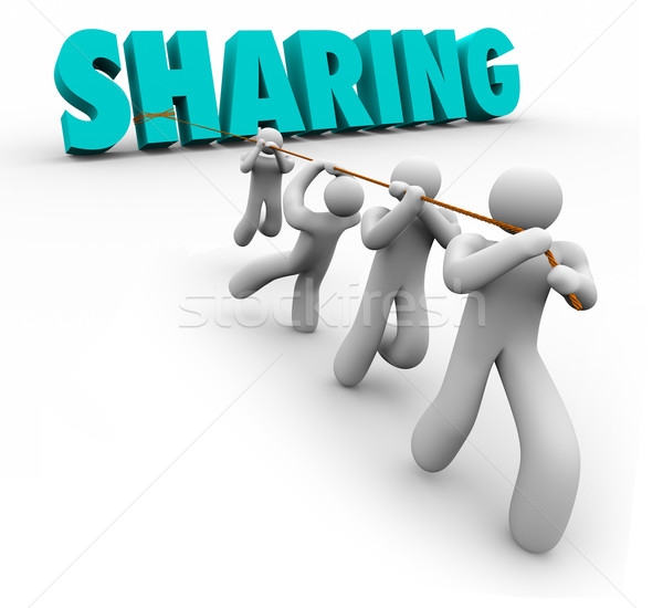 Sharing Economy People Team Pulling Word Working Together Stock photo © iqoncept