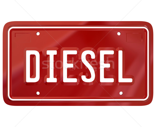 Stock photo: Diesel Red License Plate Alternative Fuel Car Auto Vehicle