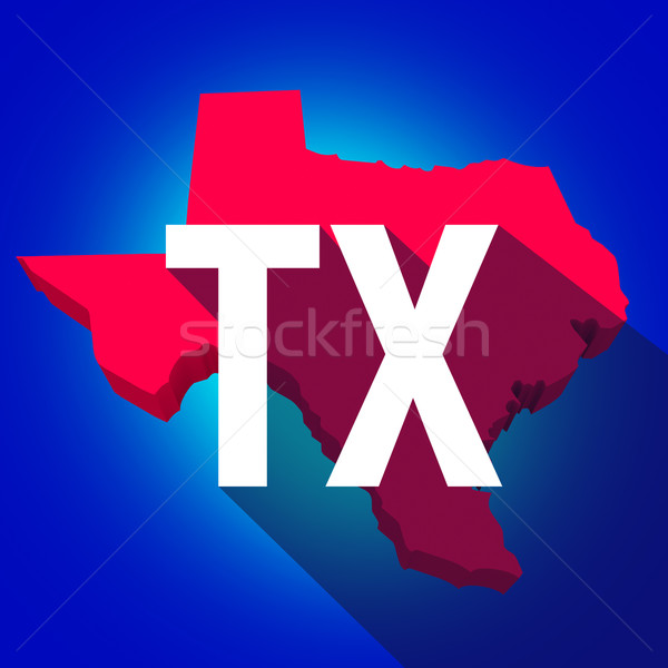 Texas Briefe Abkürzung rot 3D Karte Stock foto © iqoncept