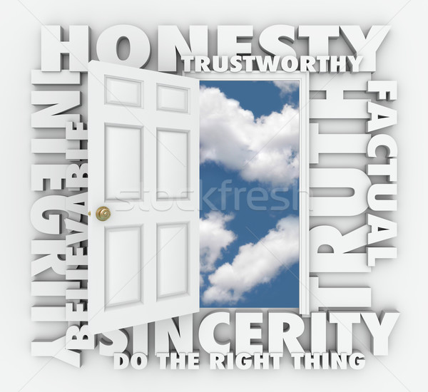 Honesty Truth Integrity Reputation 3D Word Door Stock photo © iqoncept