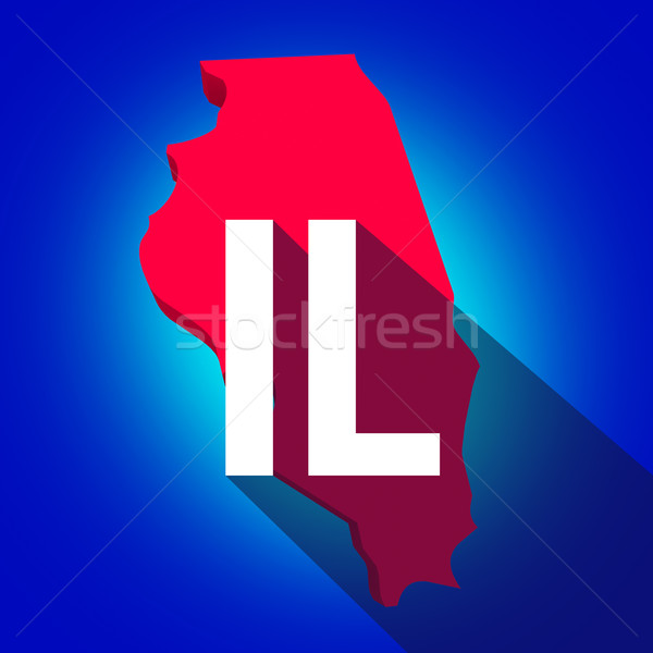 Illinois IL Letters Abbreviation Red 3d State Map Long Shadow Stock photo © iqoncept