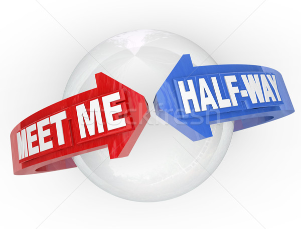 Meet Me Half-Way Arrows Compromise Settlement Stock photo © iqoncept