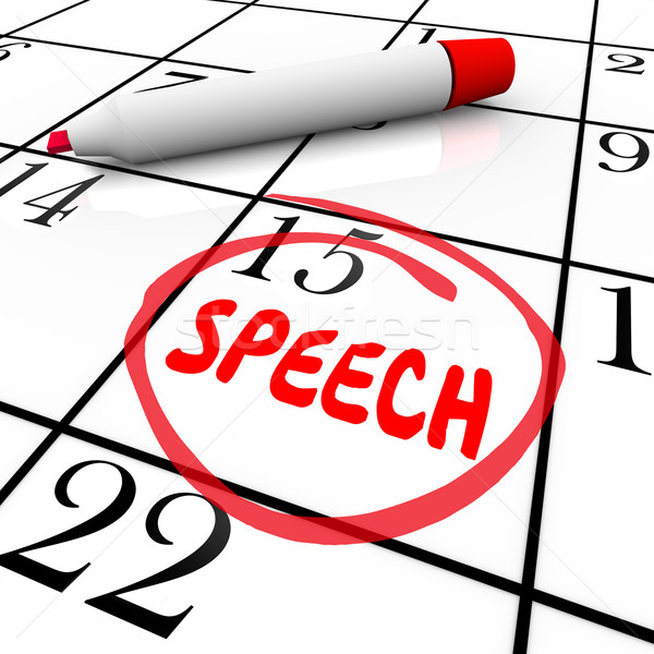 Stock photo: Speech Date Circled Calendar Important Speaking Engagement Remin