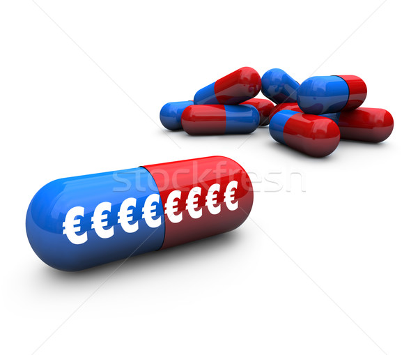 Euro felirat kapszula tabletták közelkép egy Stock fotó © iqoncept