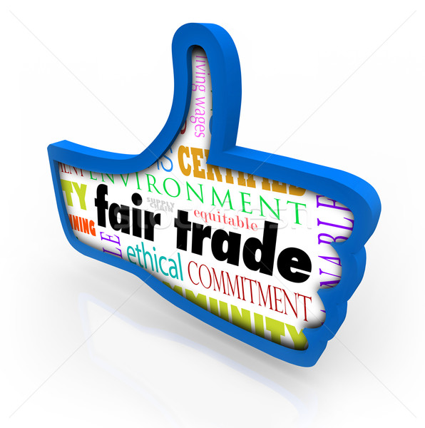 Fair Trade Blue Thumbs Up Words Responsible Business Approval Li Stock photo © iqoncept