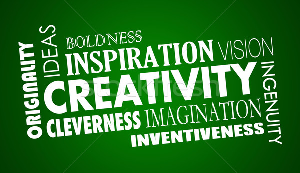 Kreativitás képzelet szó kollázs illusztráció ötlet Stock fotó © iqoncept