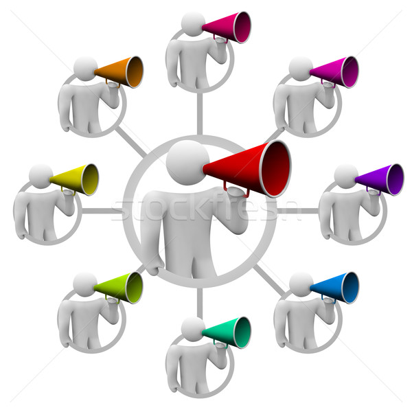 Stock photo: Bullhorn People Spreading the Word in Communication Network