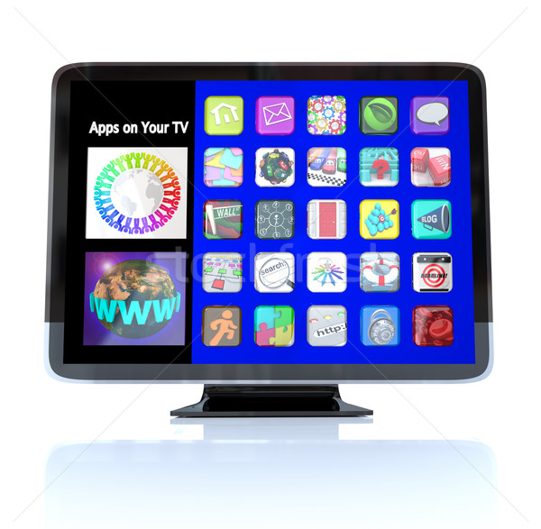 Aplicativos ícone azulejos televisão hdtv Foto stock © iqoncept