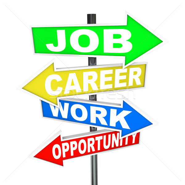 Job Career Work Opportunity Words Road Signs Stock photo © iqoncept