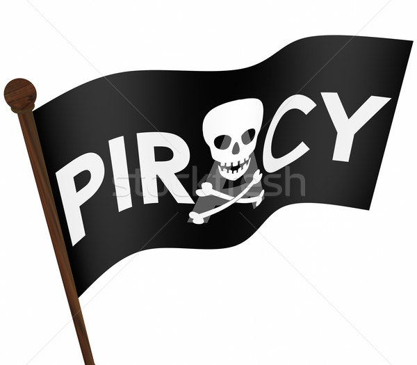 Piraterij vlag onwettig downloaden bestanden internet Stockfoto © iqoncept