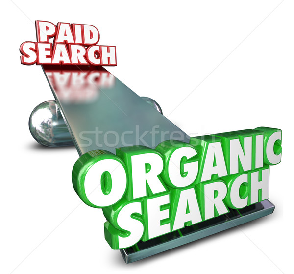 Organiczny vs płatny wyszukiwania marketing internetowy reklamy Zdjęcia stock © iqoncept