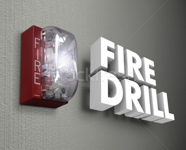 Fire Drill Alarm Emergency 3d Words Stock photo © iqoncept