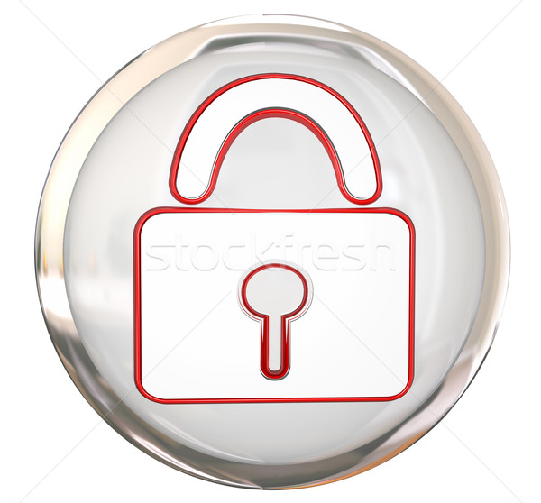 Lock Security Safety Button White Shiny Stock photo © iqoncept