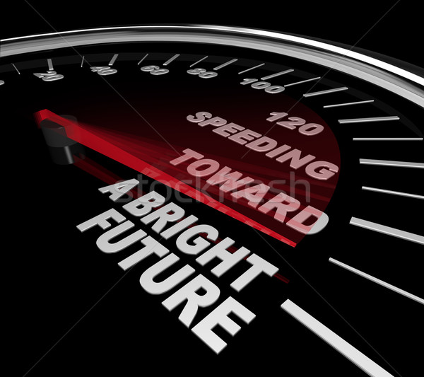 Stock photo: Speeding Toward a Bright Future - Speedometer
