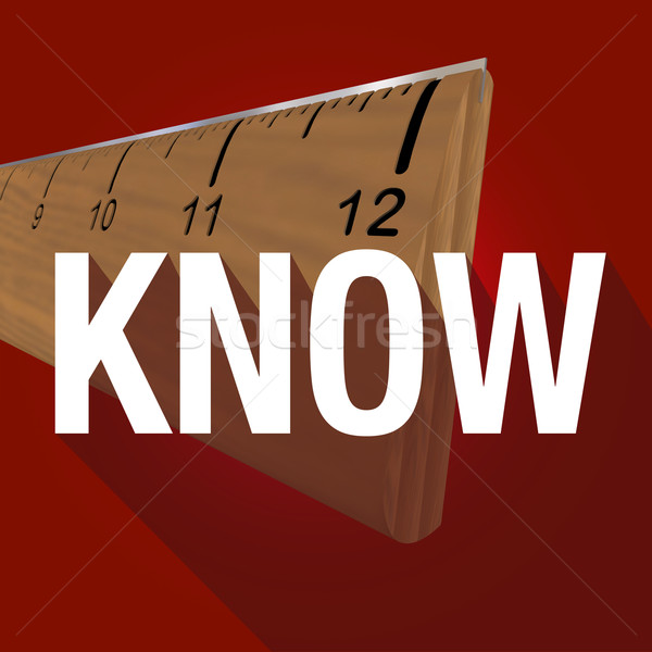 Know Word Long Shadow Ruler Measure Experiment Learning Stock photo © iqoncept