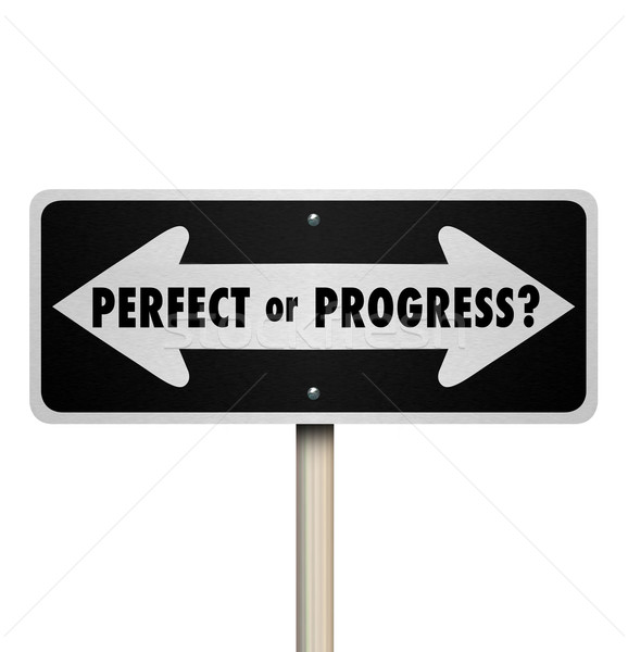 Stock photo: Perfect or Progress Arrow Signs Pointing Road Ahead