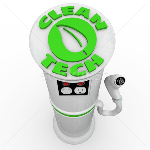 Clean Tech EV Electric Vehicle Car Charging Station Power Plug Stock photo © iqoncept