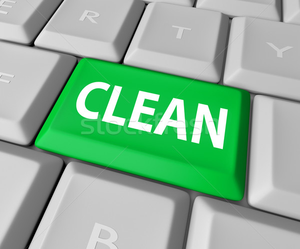 Clean Word Green Computer Keyboard Button Safe Website Anti Porn Stock photo © iqoncept