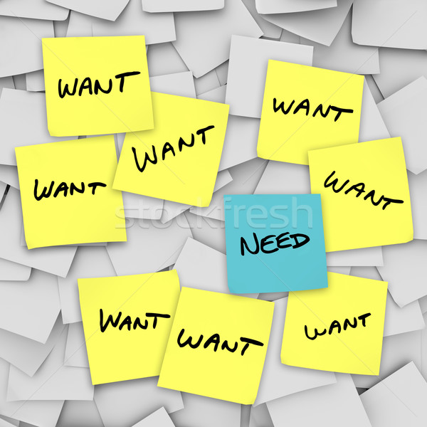 Wants Vs Needs - Sticky Notes Stock photo © iqoncept