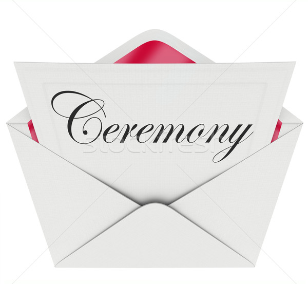 Ceremonie partij evenement uitnodiging envelop woord Stockfoto © iqoncept