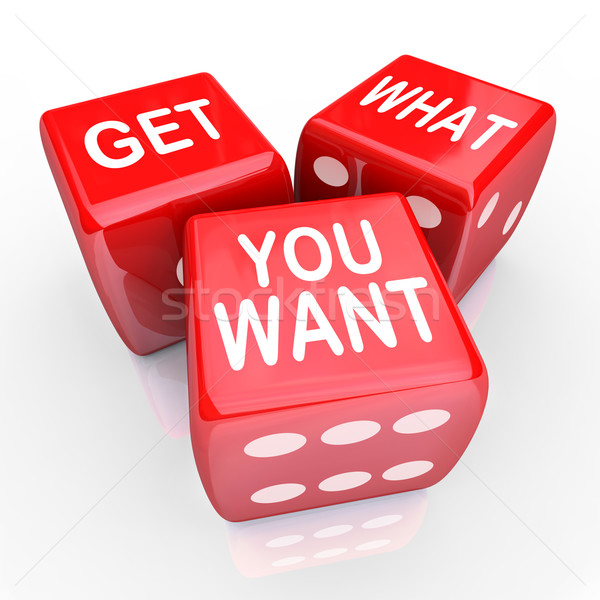 Get What You Want Dice Bet Gamble Risk Find Result Desire Goal Stock photo © iqoncept