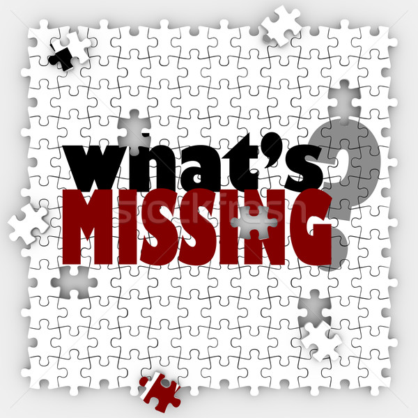 What's Missing Question Words Puzzle Holes Gaps Incomplete Pictu Stock photo © iqoncept