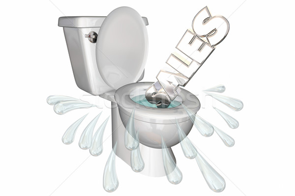 Sales Sell Selling Bad Poor Downturn Word Toilet 3d Illustration Stock photo © iqoncept