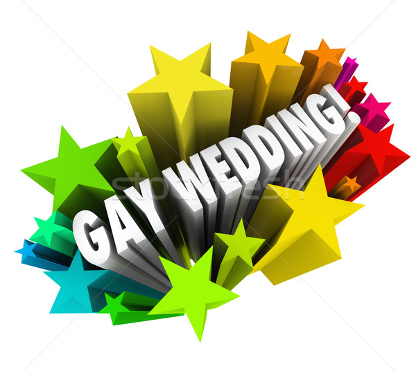 Gay Wedding Starburst Announcement Homosexual Marriage Stock photo © iqoncept