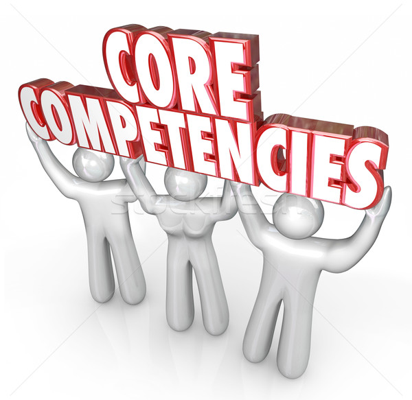 Core Competencies 3 People Lift Words Competitive Advantage Uniq Stock photo © iqoncept