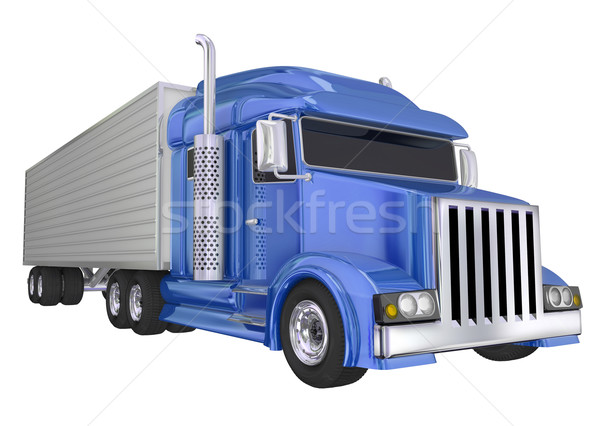 Blue Semi Truck 18 Wheeler Big Rig Hauler Stock photo © iqoncept