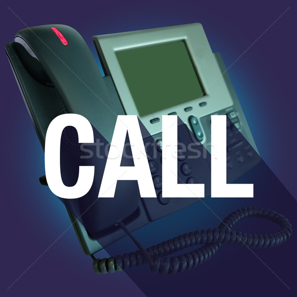 Stock photo: Call Contact Us Phone Long Shadow Word Help Support