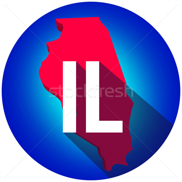 Illinois brieven afkorting Rood 3D kaart Stockfoto © iqoncept