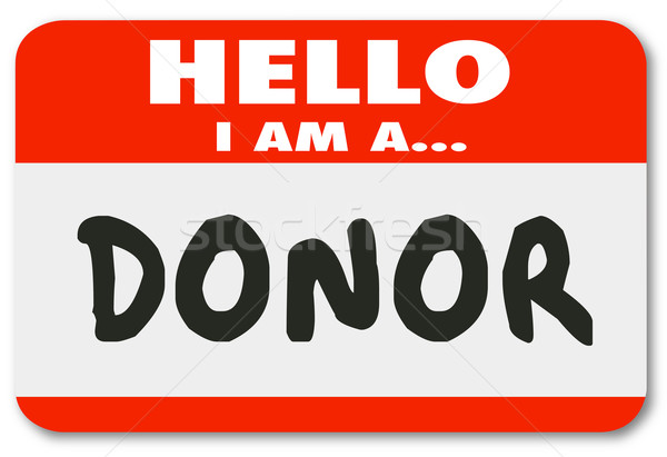 Donor szó hello névtábla matrica írott Stock fotó © iqoncept