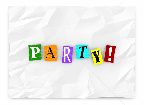 Party Invitation Ransom Note Cutout Letters Words 3d Illustratio Stock photo © iqoncept