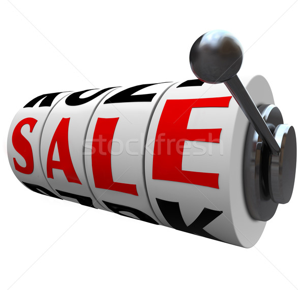 Vásár szó játékautomata kerekek megtakarítás árengedmény Stock fotó © iqoncept