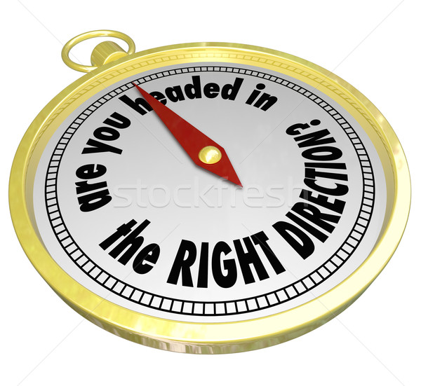 Stock photo: Are You Headed in the Right Direction Compass Correct Path