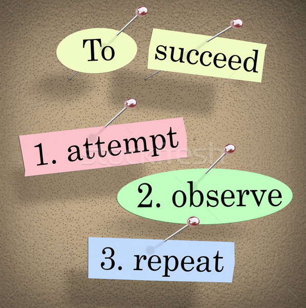 To Succeed Attempt Observe Repeat Quote Saying Bulletin Board Stock photo © iqoncept
