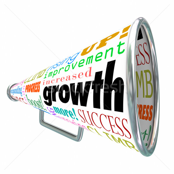 Growth Words Bullhorn Megaphone Increase Improve Rise Up Stock photo © iqoncept